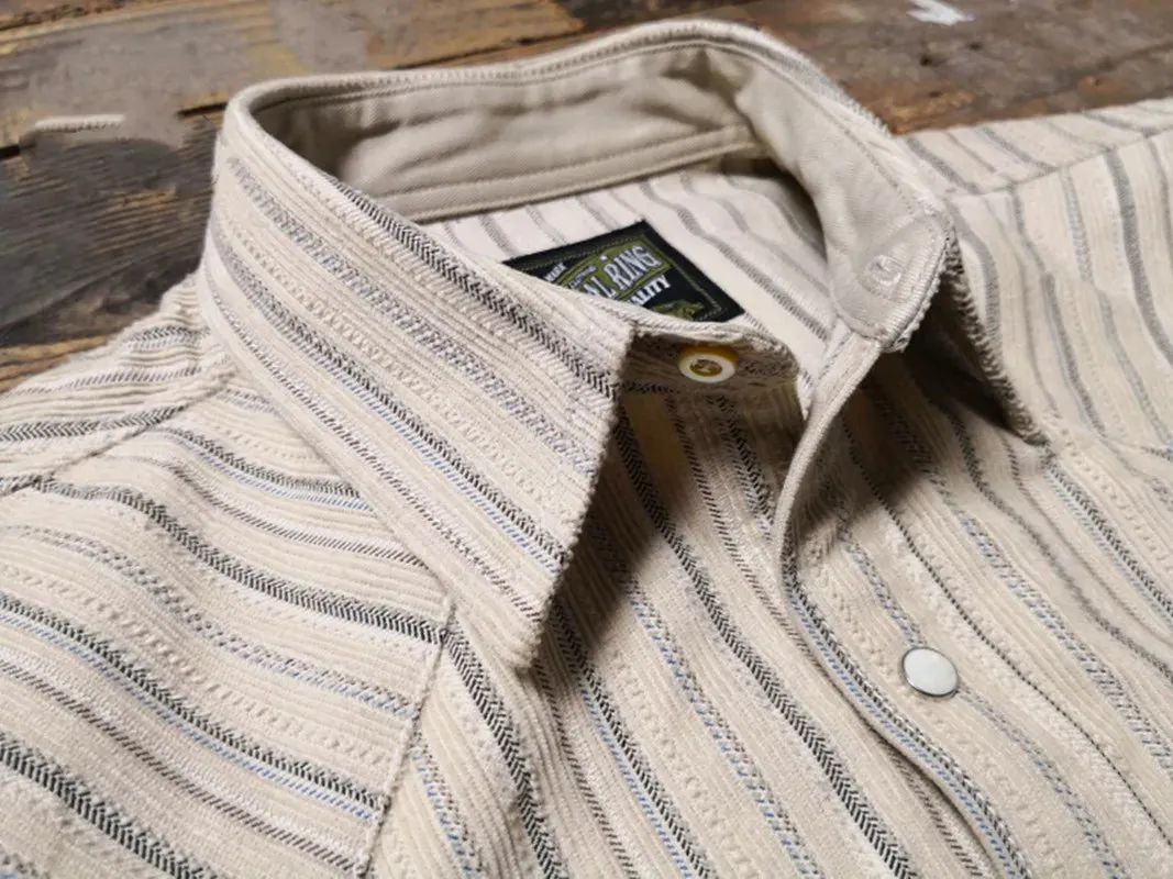 Men's Striped Corduroy Western Long Sleeves Cotton Shirt - Vintage Style