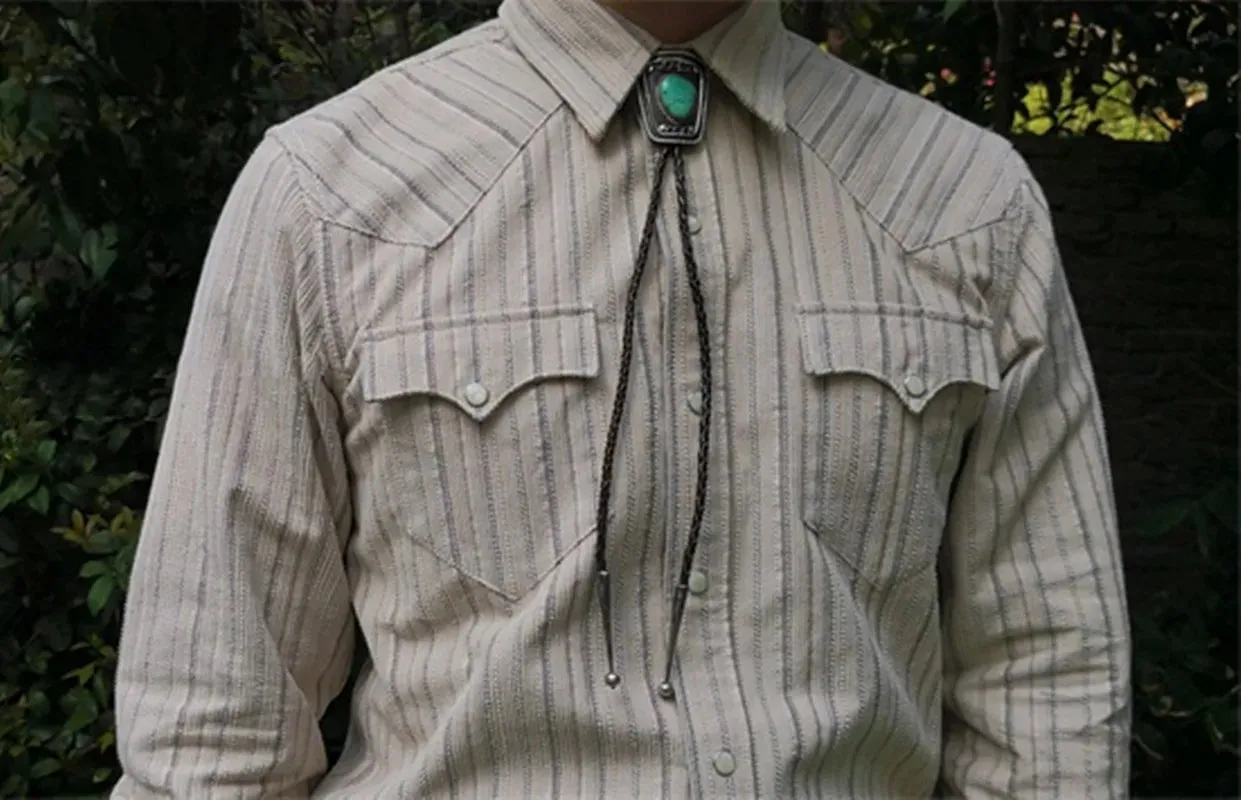 Men's Striped Corduroy Western Long Sleeves Cotton Shirt - Vintage Style